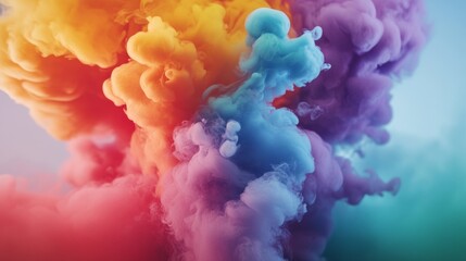 Fototapeta premium Colorful cloud explosion vibrant paint abstract background artistic motion bright energy creative concept art