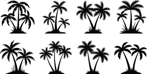 Collection of Silhouetted Palm Trees for Design Elements