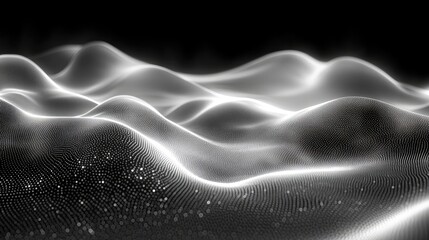 Abstract digital waves, dark background, undulating data, possible use for technology concept