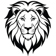 Majestic lion stares forward with its bold black mane and intense eyes