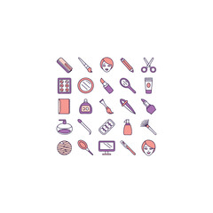 Colorful Collection of Beauty and Makeup Icons