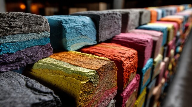 Colorful artisanal soaps stacked market display handmade bath beauty product vibrant natural organic wellness skincare gift