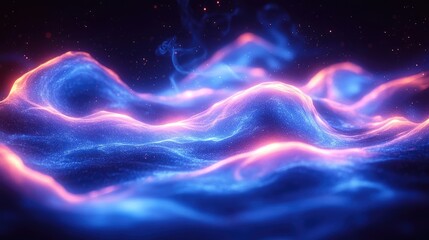 Abstract glowing energy waves in dark space