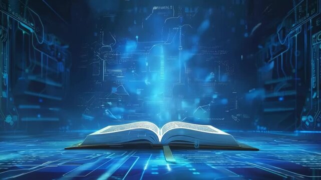 Modern digital book for learning in digital futuristic style