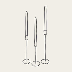 Vintage candle holder in contemporary line art style.