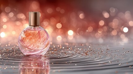 Elegant Perfume Bottle on Sparkling Water