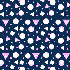 Seamless Geometric Pattern with White Circles and Pink Accents