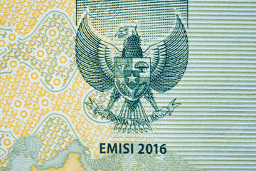 Macro of eagle on indonesian two thousand Rupiah bank note
