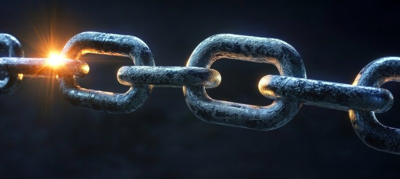 Digital Breakdown A Damaged Chain Illustrating Vulnerability in Cybersecurity and System Security