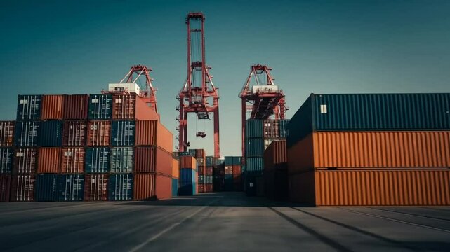 Shipping Containers and Cranes at a Port
