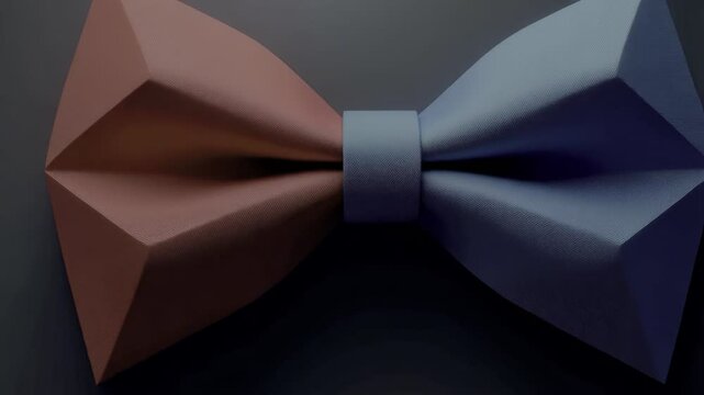 A stylish, textured bow tie in shades of burgundy and blue against a dark, moody background. Modern and elegant