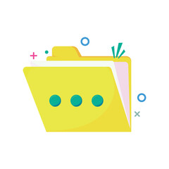 Vector flat cartoon folder icon in yellow, ideal for digital file management, app UI/UX, document archive, or graphic design assets for admin, database, and software-related visuals.