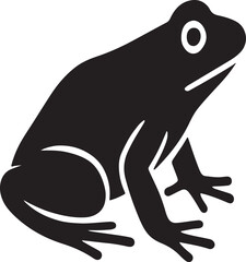 Black and White Silhouette of a Sitting Frog with Detailed Legs