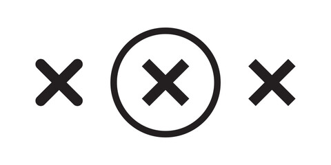 Red cross sign set. Wrong mark collection. Red cross X symbol. Red grunge X icon. Stock vector.