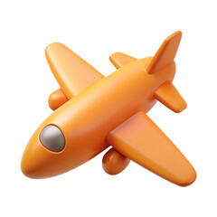 Orange Plane Aircraft Icon 3D Rendering Isolated
