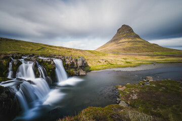 kirkjufell mountain and waterfall in iceland