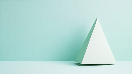 Minimalist geometric pyramid on mint background