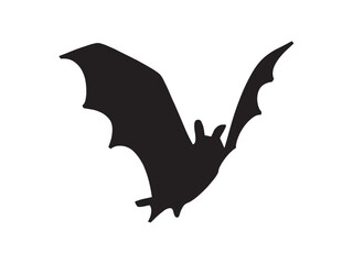 Vector isolated one single simple flying bat colorless black and white outline silhouette shadow shape stencil solid black