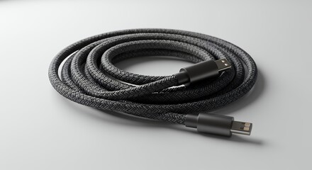 Gray coiled usb charging cord
