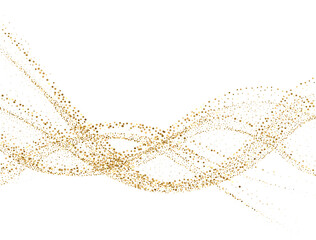 Abstract Shiny Gold Glitter Wave design element. Isolated PNG Design Element. Merry Christmas and Happy New Year Decoration.Transparent Background.  For invitation and greeting card BG 