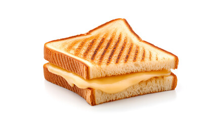 Croque-monsieur isolated on a clean white background, emphasizing its golden crust and gooey cheese
