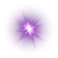 Purple Glowing Light Star. Lens Flare. PNG explodes  bright blue light. Sun glare effect. Bright flash.