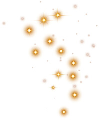 Glowing Christmas Lights. Gold Magic Stars