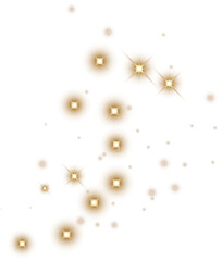 Glowing Christmas Lights. Gold Magic Stars