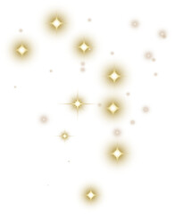 Glowing Christmas Lights. Gold Magic Stars