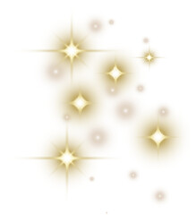 Glowing Christmas Lights. Gold Magic Stars
