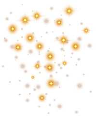 Glowing Christmas Lights. Gold Magic Stars