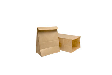 Two Brown Paper Bags on White Background for Packaging