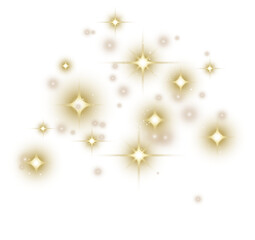 Glowing Christmas Lights. Gold Magic Stars