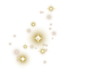 Glowing Christmas Lights. Gold Magic Stars