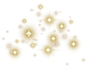 Glowing Christmas Lights. Gold Magic Stars
