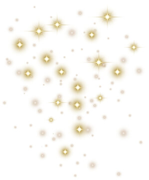 Glowing Christmas Lights. Gold Magic Stars