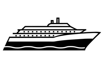 Obraz premium Cruise ship silhouette vector illustration