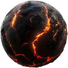 Glowing Molten Surface of a Volcanic Planet with Lava Cracks in High-Detail 3D Art