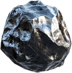 Shimmering Metallic Asteroid:A Futuristic 3D Sci-Fi Design Floating