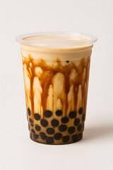 Brown Sugar Bubble Milk Tea in Plastic Cup