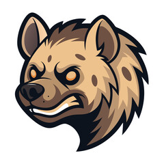 An angry cartoon hyena is shown with sharp teeth bared on a plain white backdrop