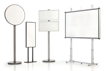 Blank Signage Boards Set on White Background – Isolated Mockups for Graphic and Advertising Use