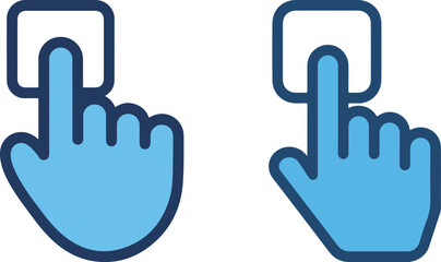 Two Blue Hand Cursor Icons Minimalist Design vector