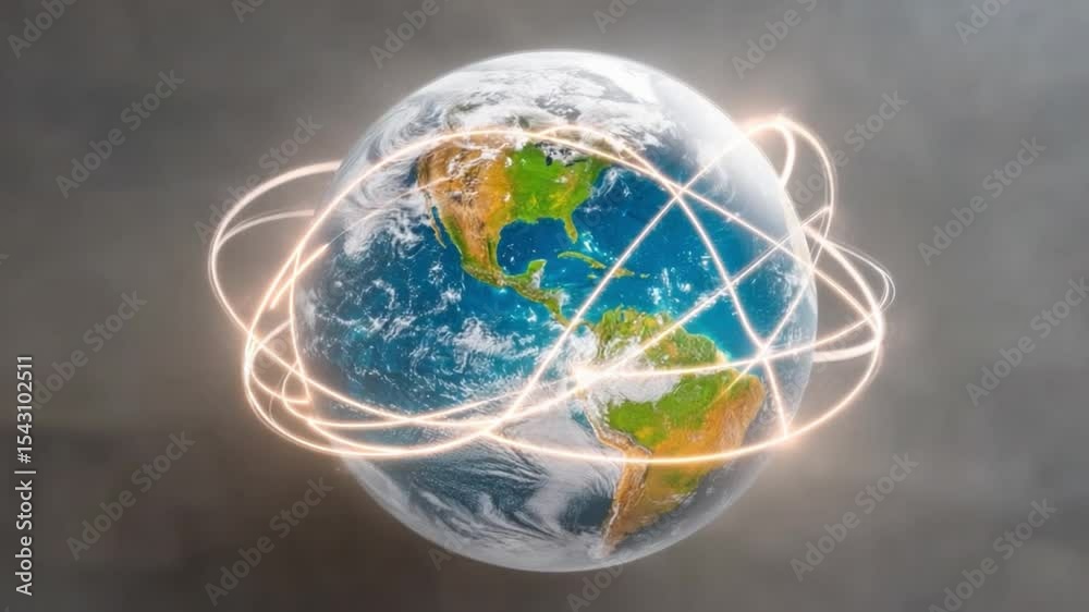 Poster Global Connectivity: A stunning image showcasing the interconnectedness of our planet. The glowing lines represent the seamless flow of communication and data across the globe.  