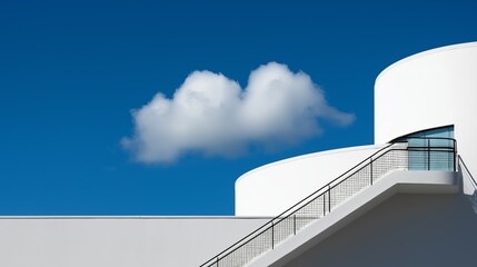 Modern building geometric shapes showcasing clean lines against clear sky. AI generated