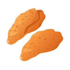 Two Fried or Baked Chicken Wings Icon Isolated on White Background
