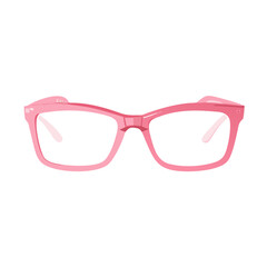Fototapeta premium Stylish Pink Frame Eyeglasses or Reading Glasses Isolated on White Background