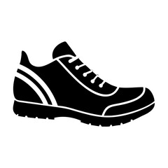 Black Silhouette of Athletic Running or Training Shoe Isolated on White Background