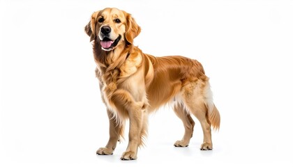 Golden Retriever Dog Portrait Studio Shot White Background Canine Pet