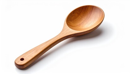 Wooden Serving Spoon Natural Wood Ladle Kitchen Utensil Rustic Cooking Tool Isolated on White